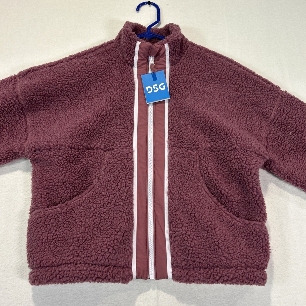 DSG Girls Large 14 Cozy Fleece Full Zip Sherpa Rose Coffee Pink Jacket Coat NEW